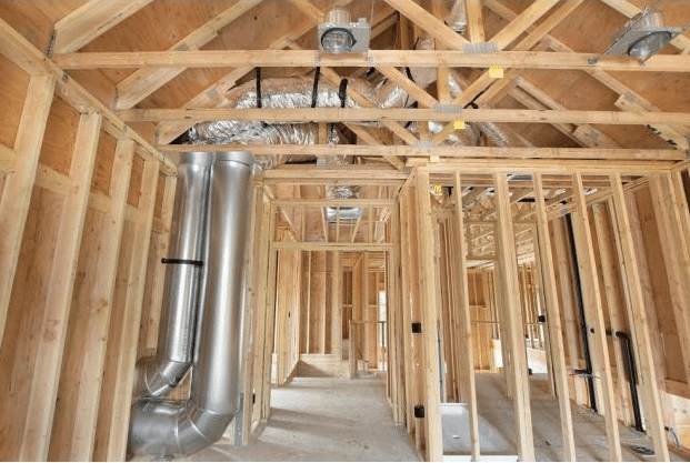 ductwork in a new construction home