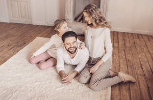 happy family in the comfort of their home