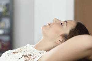 Woman laying back and relaxing