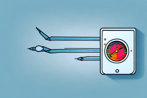 An air conditioning unit with a thermometer showing a warm temperature