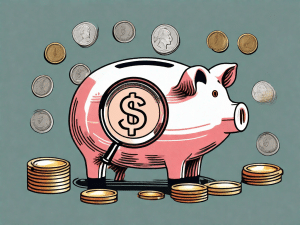 A heating system with a magnifying glass focusing on its parts